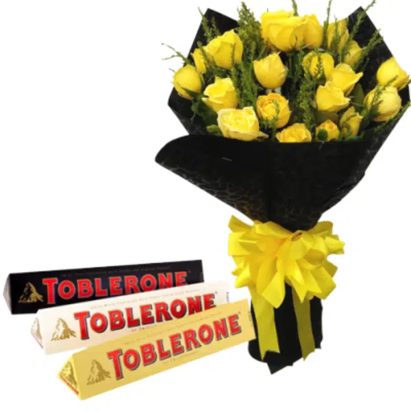 Send flowers to Philippines, Flower delivery Philippines, Send roses to Philippines Flower shop Philippines 24 Yellow Roses with Toblerone Chocolate