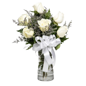 6pcs White Roses in a Vase to Taguig