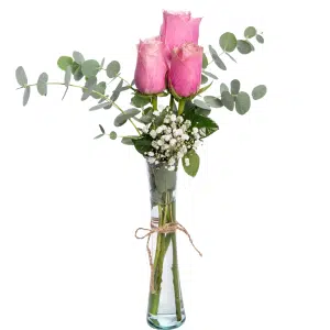 3pc Pink Roses in Vase to Taguig