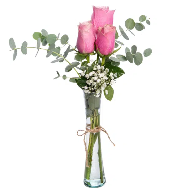 Send flowers to Philippines, Flower delivery Philippines, Send roses to Philippines Flower shop Philippines 3pc Pink Roses in Vase to Taguig