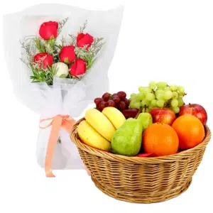 Classic Rose and Fruit Basket Combo