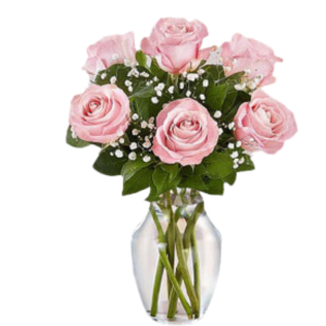 6pcs Pink Roses in Vase to Taguig